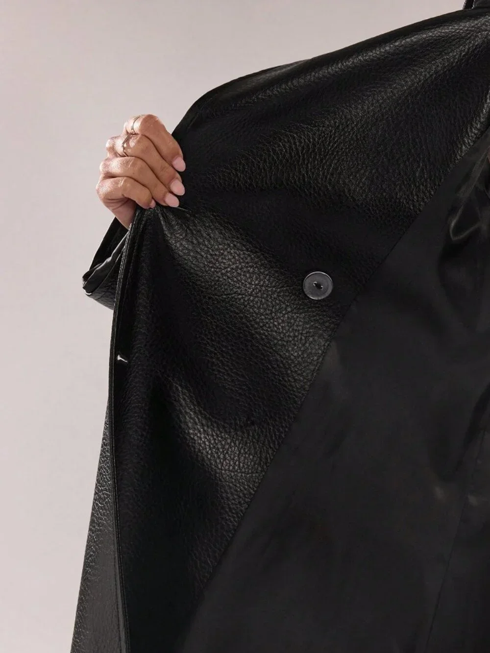Black Women's Casual Women's Lapel Neck Pocket Belted Trench coat - Picture 7 of 7